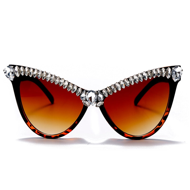 Oversized Diamond Sunglasses Cat Eye Luxury Eyewear - Sabreeonline
