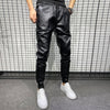New Winter Thick Warm PU Leather Pants Men Clothing 2023 Simple Big Pocket Windproof Casual Motorcycle Trousers Black Plus Size - Sabreeonline