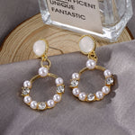 Pearl Long Earrings and White Round Pearl - Sabreeonline