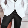 White and Black Tuxedo for Groom 3 Piece Slim Fit - Sabreeonline