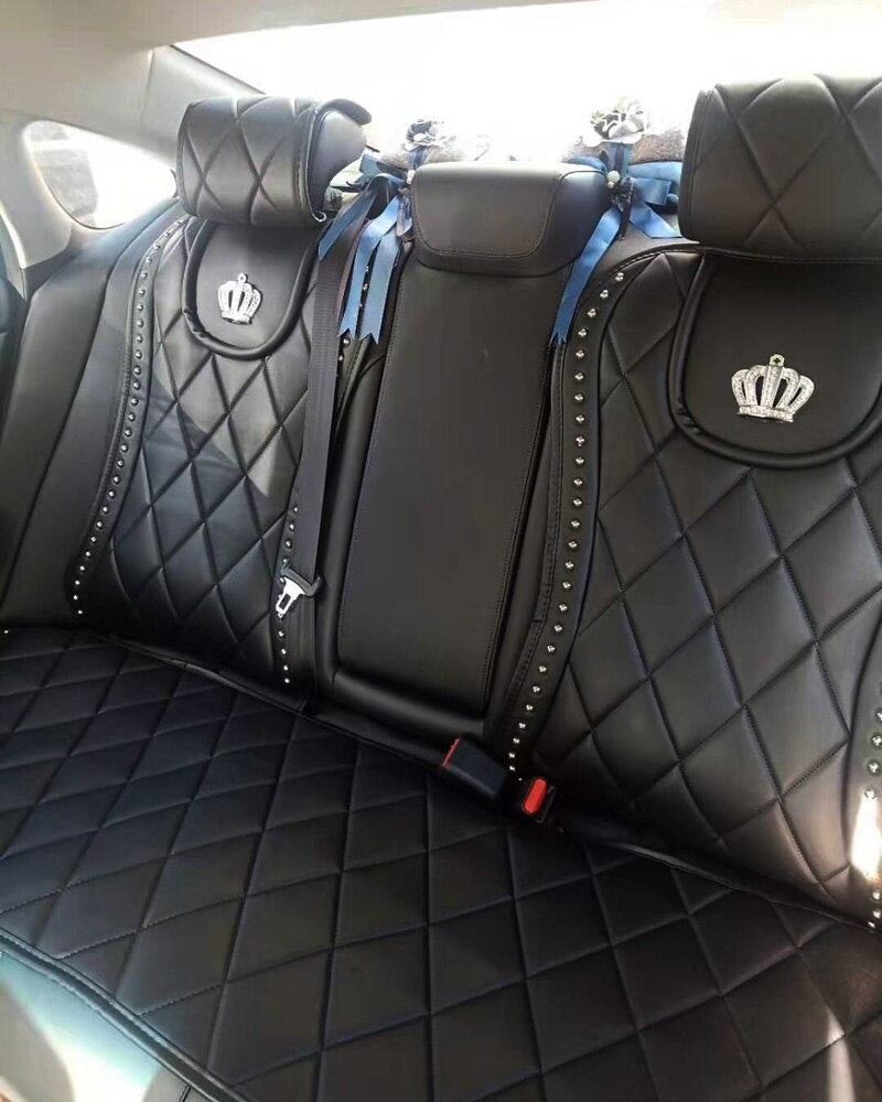 Universal Car Seat Cover Crown Leather Cushions - Sabreeonline