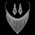 Crystal Choker Necklace Earrings Set - Sabreeonline