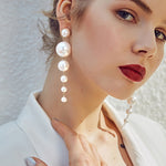 Pearl Long Earrings and White Round Pearl - Sabreeonline