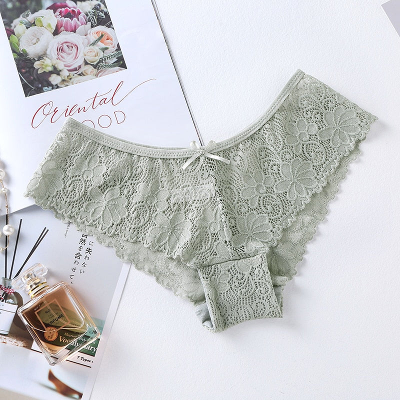 Sexy Panties For Woman Mid Waist Breathable Female Panty Lace Hollow Transparent Briefs Hot Sale Underwear Women BANNIROU - Sabreeonline