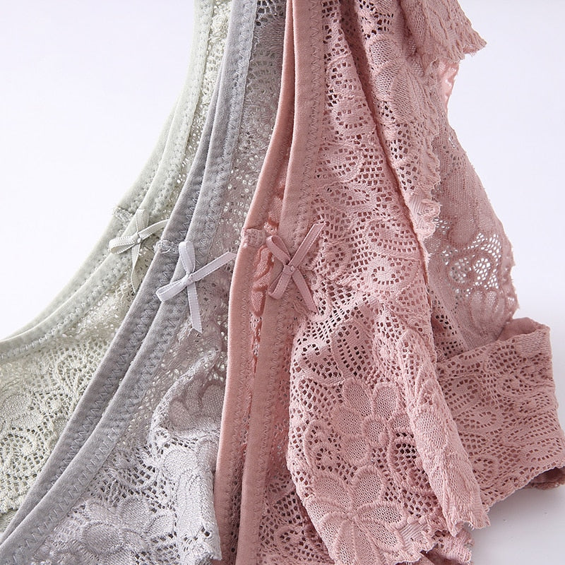 Sexy Panties For Woman Mid Waist Breathable Female Panty Lace Hollow Transparent Briefs Hot Sale Underwear Women BANNIROU - Sabreeonline