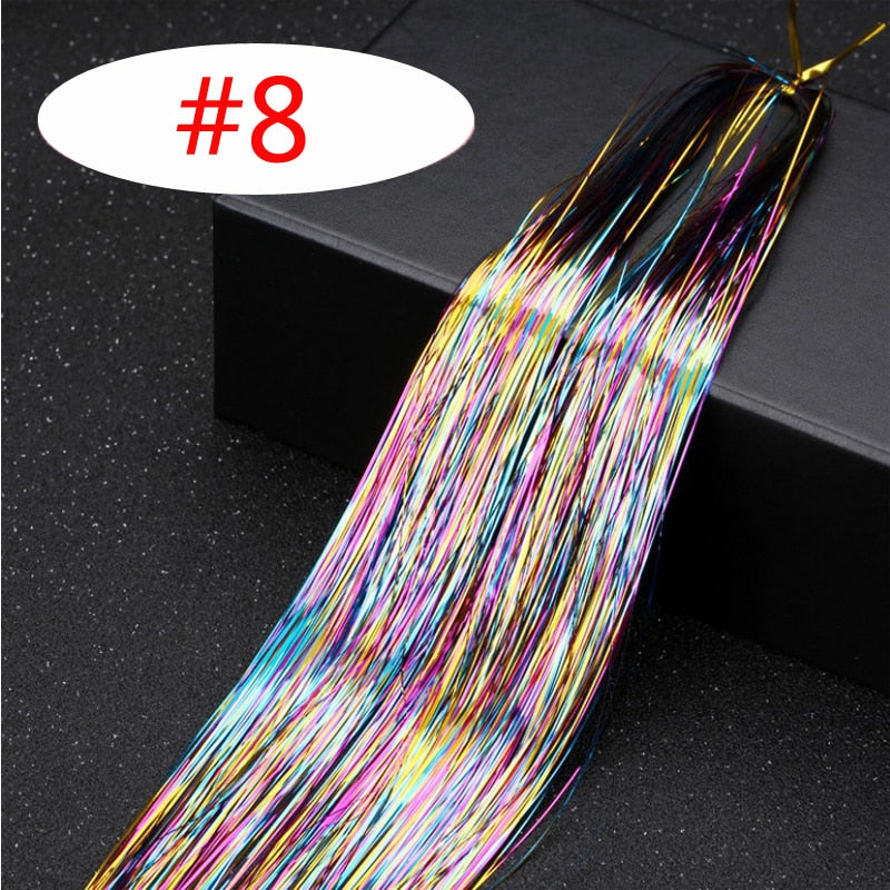 Rainbow Shiny Sparkle Hair Tinsel Kit Women Glitter Hair Extension Hair Bling Dazzles Girls Hippie Braiding Accessories - Sabreeonline