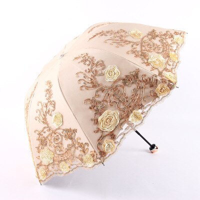 Folding Flower Umbrella Rain Women Three Folding Customized Umbrella Female Rain Tools Unique Parasol Umbrella - Sabreeonline
