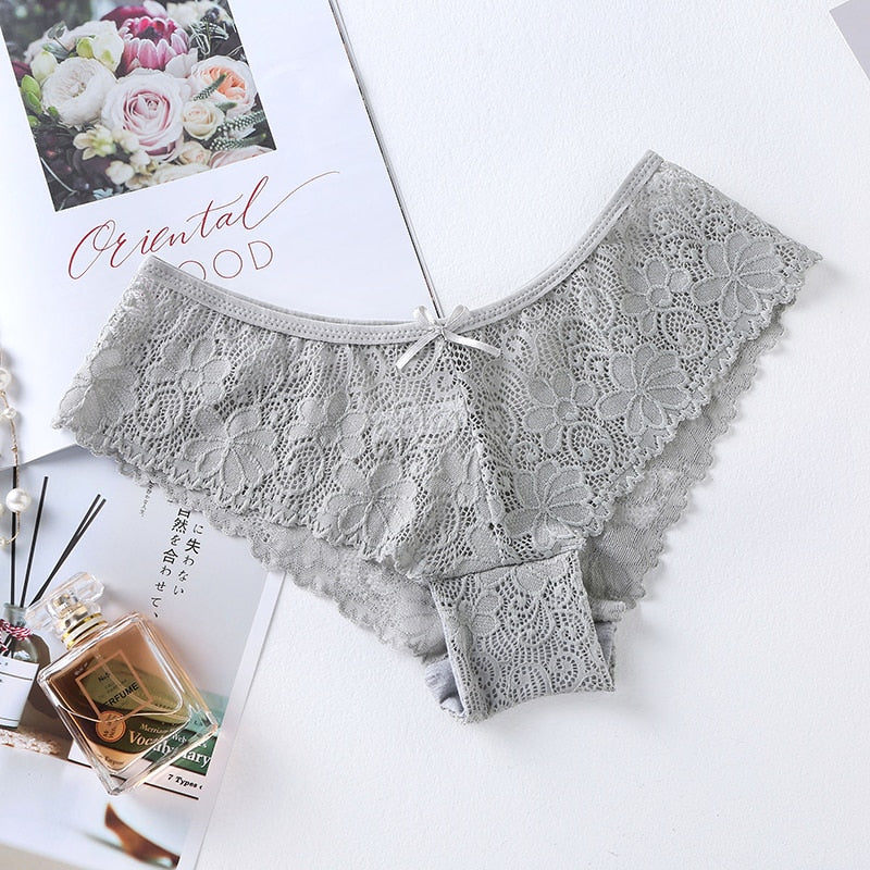 Sexy Panties For Woman Mid Waist Breathable Female Panty Lace Hollow Transparent Briefs Hot Sale Underwear Women BANNIROU - Sabreeonline