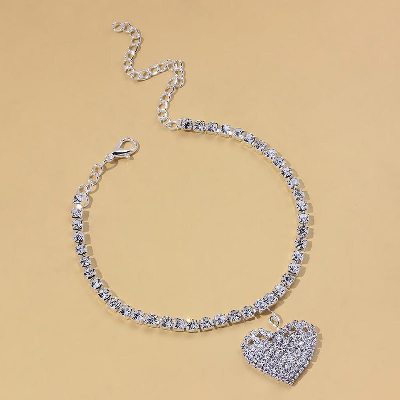 Fashion Heart Rhinestone Anklets - Sabreeonline