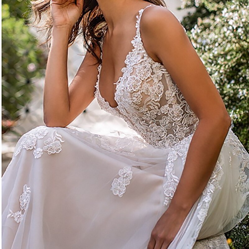 Sexy Spaghetti Strap Backless Princess Long Boho Floor Length Gown