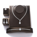 Gorgeous Women Wedding Party Jewelry Necklace Bracelet Earring and Ring Set - Sabreeonline