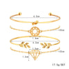 Modyle Classic Arrow Knot Round Crystal Gem Multilayer Adjustable Open Bracelet Set Women Fashion Party Jewelry Gift - Sabreeonline