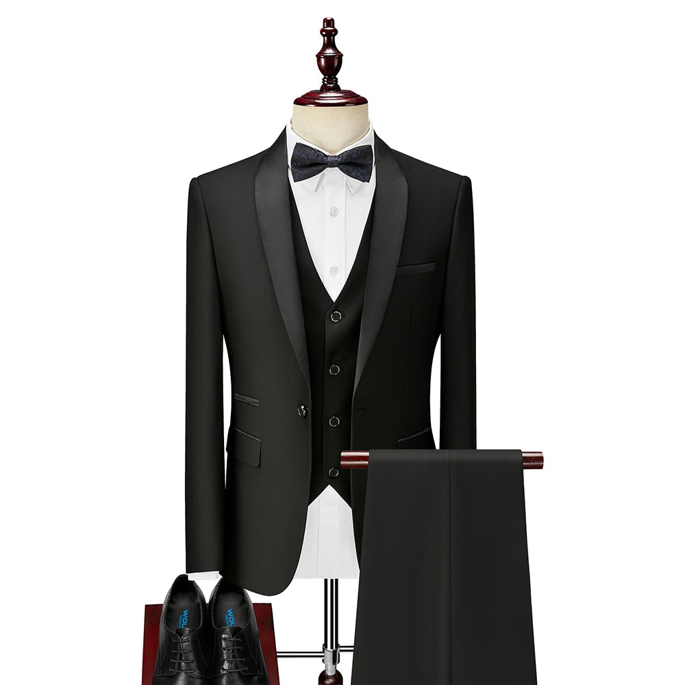 Tuxedos Formal Groom Jacket Pants Vest Suit - Sabreeonline