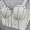 Crystal Diamonds Black White Crop Tops - Sabreeonline