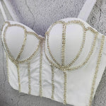Crystal Diamonds Black White Crop Tops - Sabreeonline