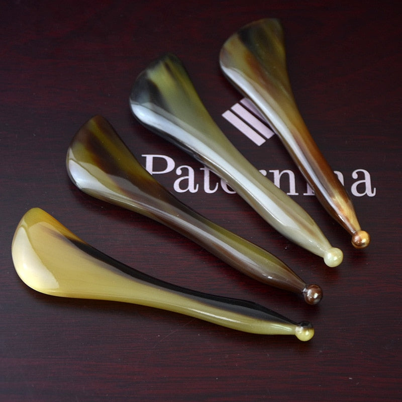 Yak Horn Guasha Board Acupoint Stick Face Massager Facial Eye Scraping Massage Acupuncture Therapy Body Relaxation Gua Sha Tool - Sabreeonline