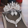 Baroque Crystal Water Drop Bridal Jewelry Sets Rhinestone Tiaras Crown Necklace Earrings for Bride Wedding Dubai Jewelry Set - Sabreeonline
