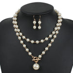 Sets Gold Round Pendant Necklace Earrings Sets - Sabreeonline