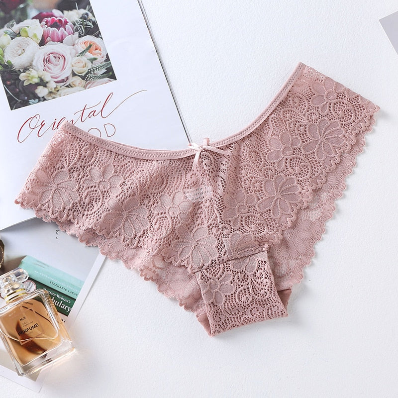 Sexy Panties For Woman Mid Waist Breathable Female Panty Lace Hollow Transparent Briefs Hot Sale Underwear Women BANNIROU - Sabreeonline