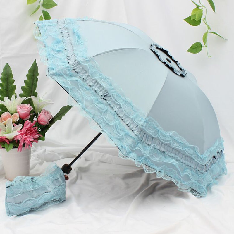 Lace umbrella Christmas sun umbrella women&#39;s parasol ultra light folding uv con proteccion solar sombrillas - Sabreeonline