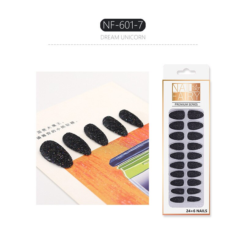 Set Shiny Matte Nail Tips with Designs Reusable Press - Sabreeonline