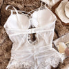 Wriufred Sexy lace one-piece underwear gathers the breast milk adjustment type anti-sagging bra set perspective body shaping - Sabreeonline