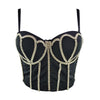 Crystal Diamonds Black White Crop Tops - Sabreeonline