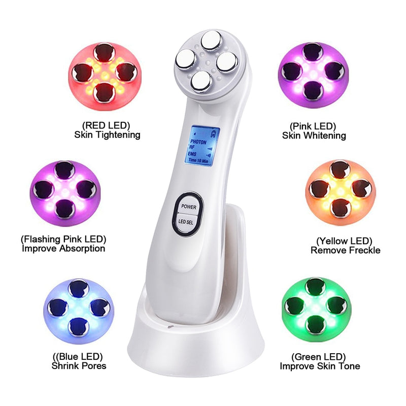 5 in 1 Mesotherapy Electroporation   RF Radio Frequency Facial Beauty Device Face Lifting Face Care Skin Tightening Rejuvenation - Sabreeonline