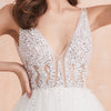 White Ivory Sexy High Splits Beaded Beading Pearls Crystal A Line Backless