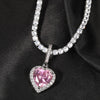 THE BLING KING New Peach Heart Pendant Necklace Color Psychedelic HipHop Full Iced Out Cubic Zirconia CZ Stone - Sabreeonline