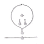 Gorgeous Women Wedding Party Jewelry Necklace Bracelet Earring and Ring Set - Sabreeonline