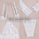 Women Lace Bra Briefs Set Sexy Wire Free Lingerie Hollow Out G-String Bra Set Female Transparent Seamless Intimate Underwear Set - Sabreeonline