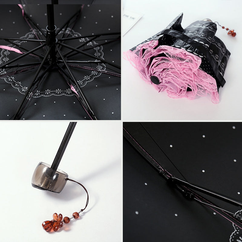 Lace umbrella Christmas sun umbrella women&#39;s parasol ultra light folding uv con proteccion solar sombrillas - Sabreeonline