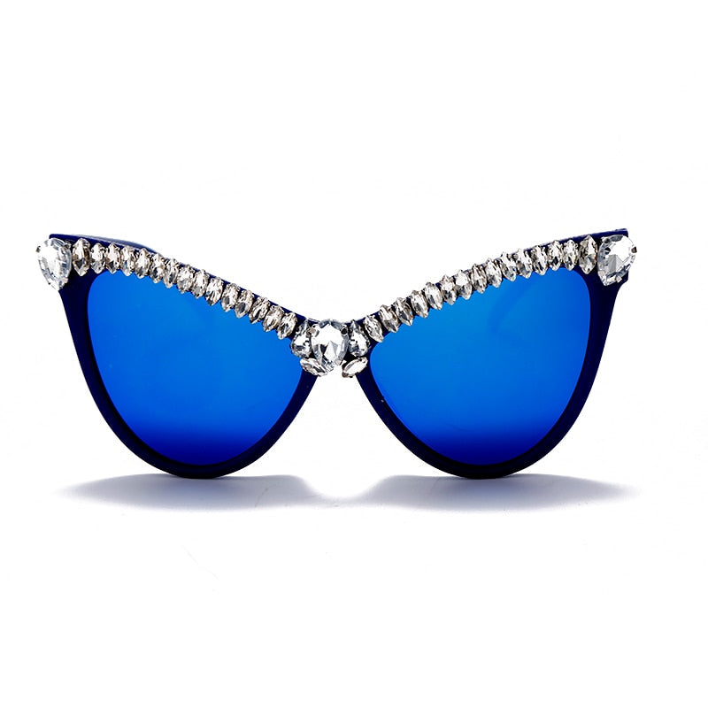 Oversized Diamond Sunglasses Cat Eye Luxury Eyewear - Sabreeonline
