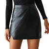 Black PU Leather Mini Skirt High Waist - Sabreeonline