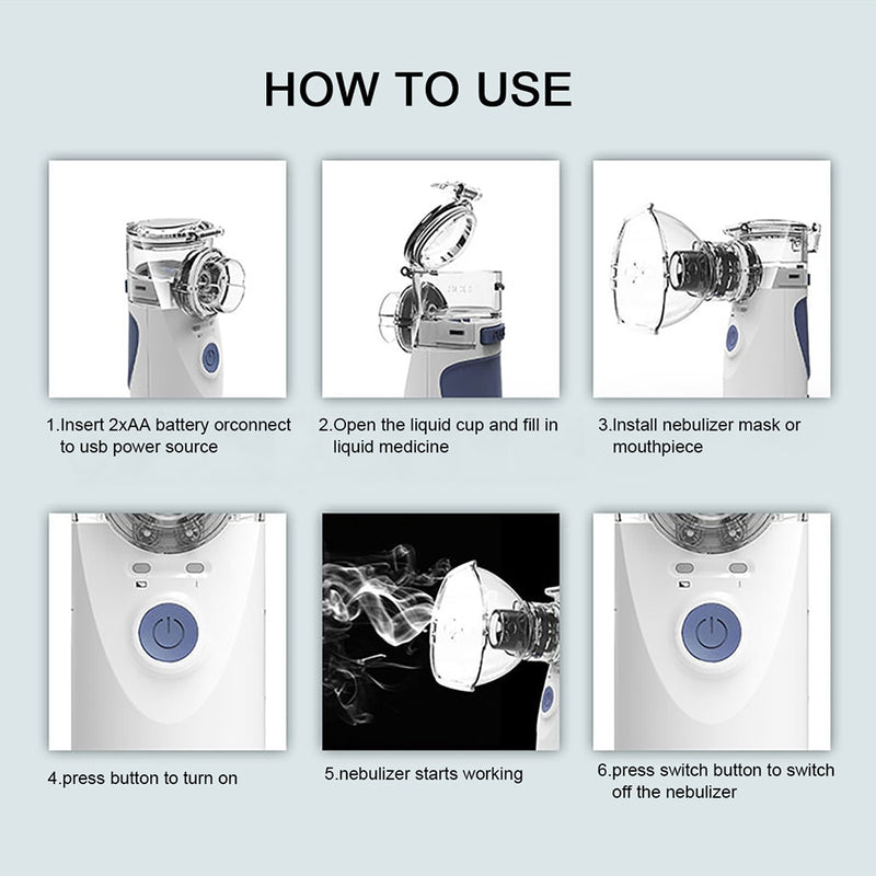 Health Care Mini Handheld portable Inhale Nebulizer silent Ultrasonic inalador nebulizador Children Adult Rechargeable Automizer - Sabreeonline