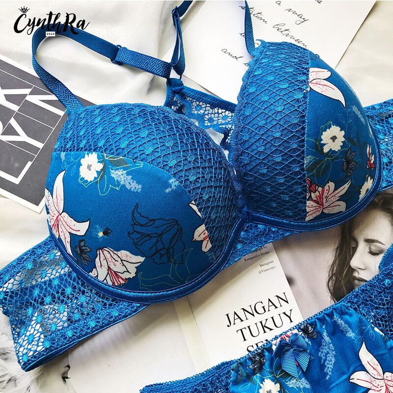 Large Size Underwear Women Set Sexy Big Chest Bras Lace Beautiful Back Soft Push Up Bra and Panty Femme Plus Size Lingerie Set - Sabreeonline