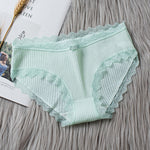 Women's Seamless Cotton Underwear Sexy Low Waist Lace Ruffle Briefs Solid Color Stretch Underpants Breathable Intimates Lingerie - Sabreeonline