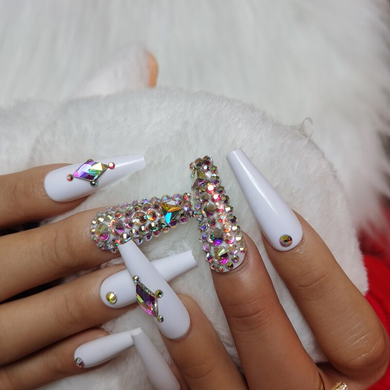 luxury Jewelry Ballet Coffin Fake Nail Crystal Diamond - Sabreeonline
