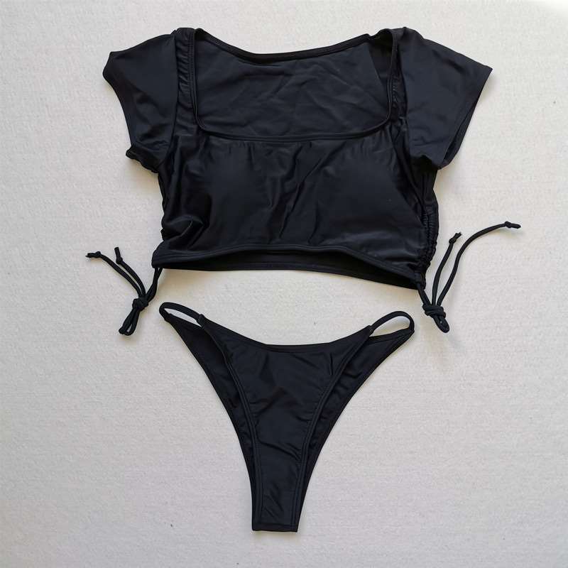 Swimwear Women Short Cap Sleeve Snake Print Bikini 2020 Female Swimsuit Stripe Two Pieces String Thong Biquini Set Bathing Suit - Sabreeonline