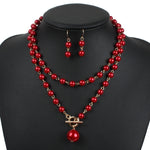 Sets Gold Round Pendant Necklace Earrings Sets - Sabreeonline