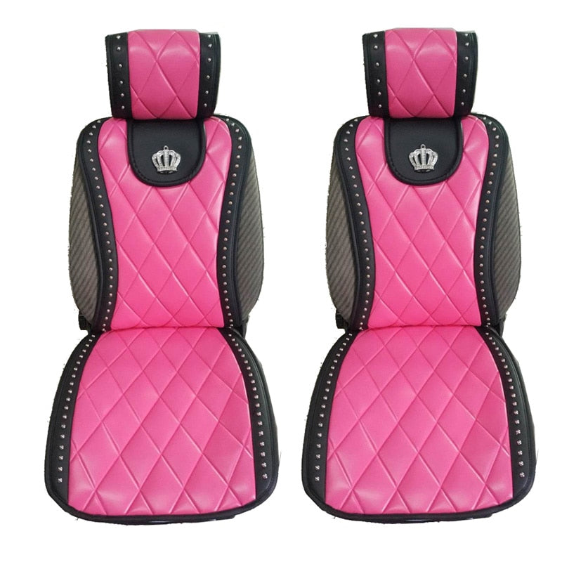 Universal Car Seat Cover Crown Leather Cushions - Sabreeonline