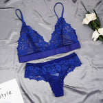 Women Lace Bra Sets Seamless Underwear Transparent Backless Ultra-Thin Unline Lingerie Floral Soft Comfortable Bra Thong Set - Sabreeonline