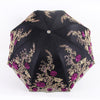 Tri-Fold Double-Layer Embroidery Flower Lace Umbrella Anti-Sun Parasol Black Plastic Anti-UV Umbrella - Sabreeonline