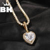 THE BLING KING New Peach Heart Pendant Necklace Color Psychedelic HipHop Full Iced Out Cubic Zirconia CZ Stone - Sabreeonline