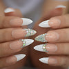 French Nail Tips Pre-Designed Nude 3D Long Full Cover Rhinestone