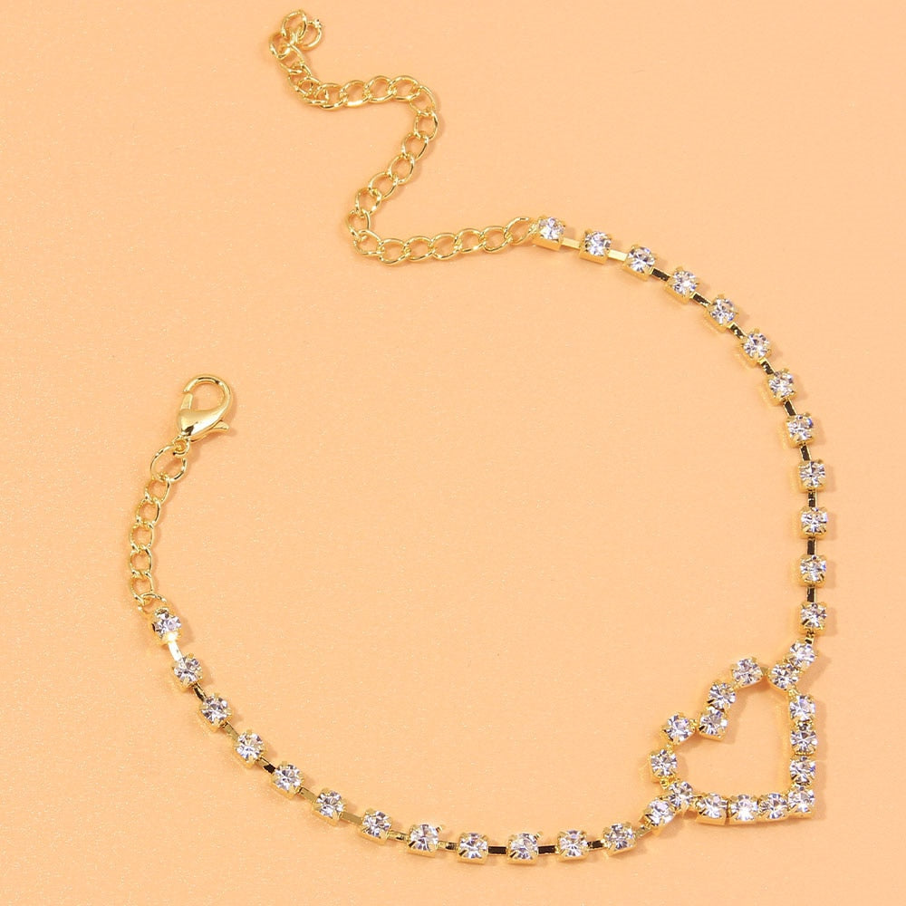 Fashion Heart Rhinestone Anklets - Sabreeonline