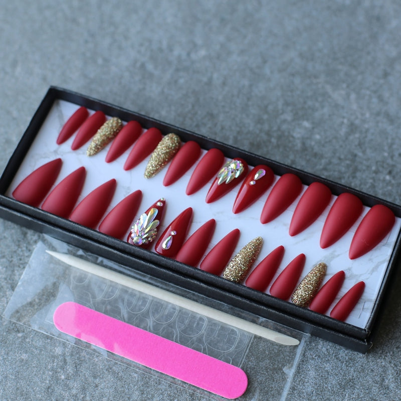 Long Stiletto Glitter Full Set Custom Salon - Sabreeonline