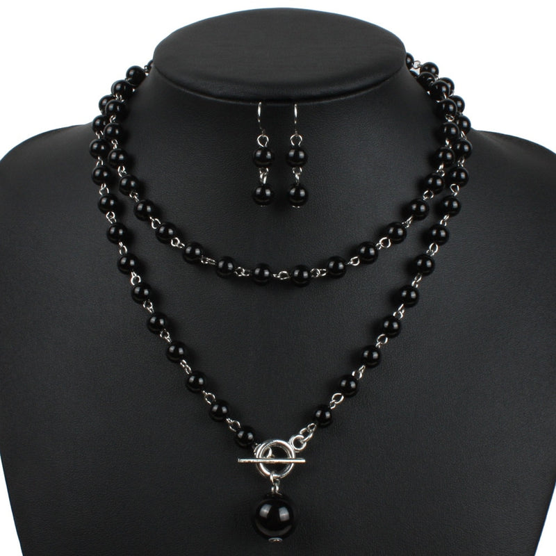 Sets Gold Round Pendant Necklace Earrings Sets - Sabreeonline