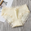 Women's Seamless Cotton Underwear Sexy Low Waist Lace Ruffle Briefs Solid Color Stretch Underpants Breathable Intimates Lingerie - Sabreeonline